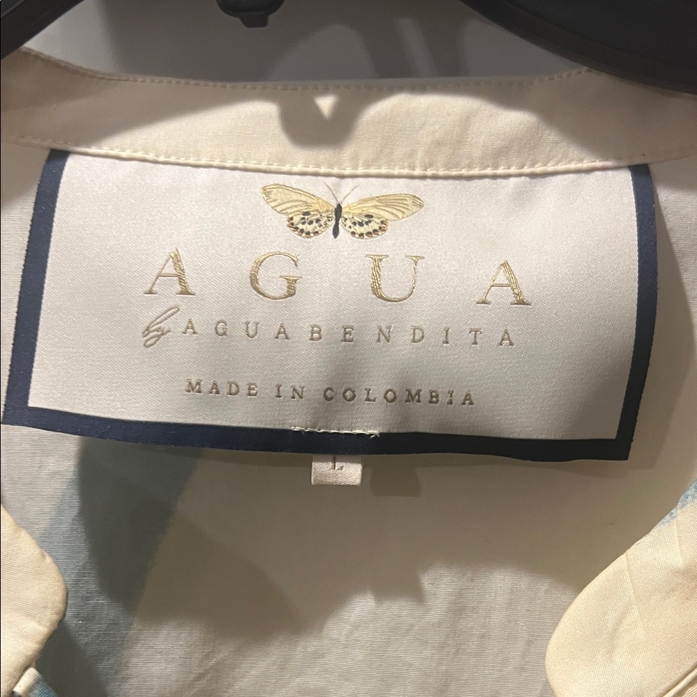 Cream and Blue Women's Dress - Picture 6 of 11